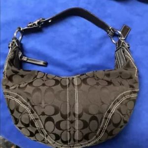 Coach Signature Canvas Leather Hobo Bag Brown